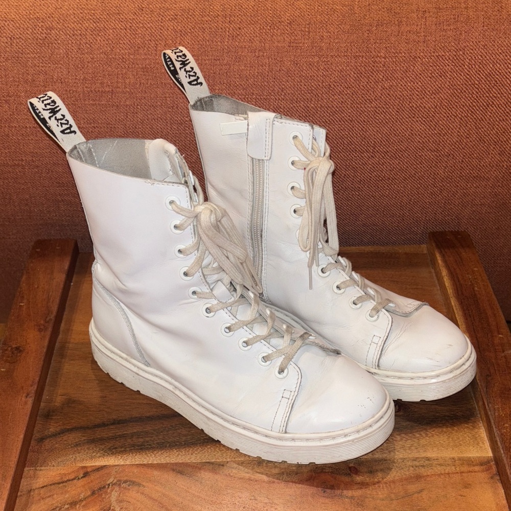 White Dr Marten Women's lace up and zip boots